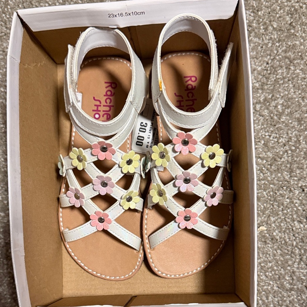 Rachel Shoes Kids' White Sandals with Floral Accents